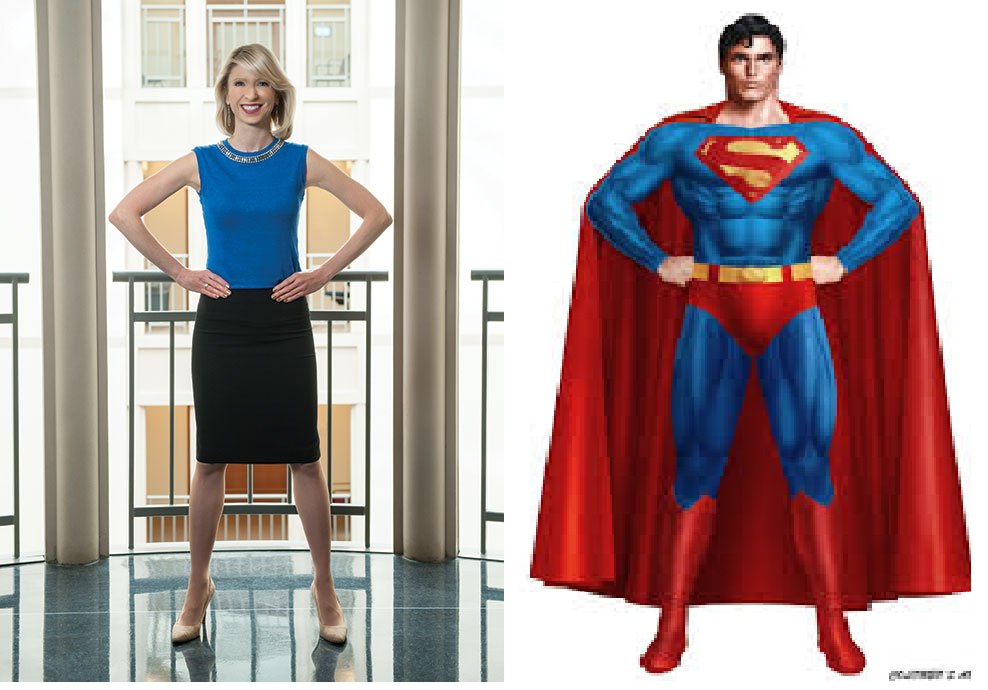 - Postura da Mulher Maravilha ou Super Homem: